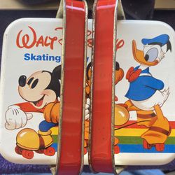RARE Vintage Walt Disney Skating Party Double Handle Lunch Tin Box