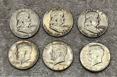 6  SILVER HALF DOLLARS