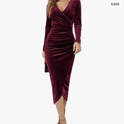 XL Hourglass Burgundy Long Sleeve Dress 
