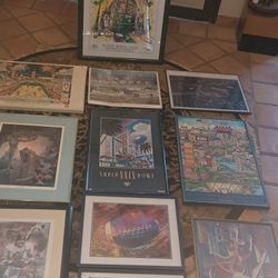 ASSORTED NFL, MLB, & OLYMPIC ART COLLECTIBLES PRICED BELOW.