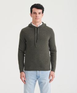 NAADAM Men The Off-Duty Olive Green Cashmere Hoodie Pullover Sweater Size M
