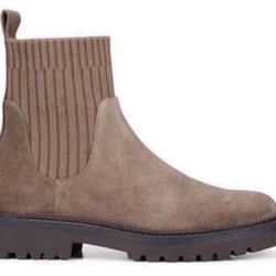 Blondo Hallie Pull On Waterproof Ankle Suede Boot Bootie Dark Taupe In New Condition