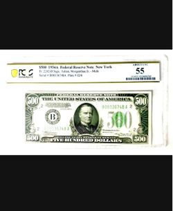 🥳😍 US Currency Note 1934 $500 PCGS Certified AU55 (High Grade) Federal Reserve Note