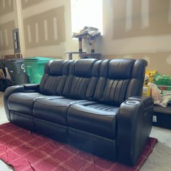 Black Leather Reclining Sofa
