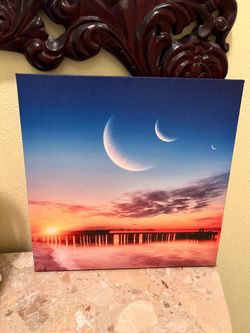 Sunset Moon Canvas Wall Art Print