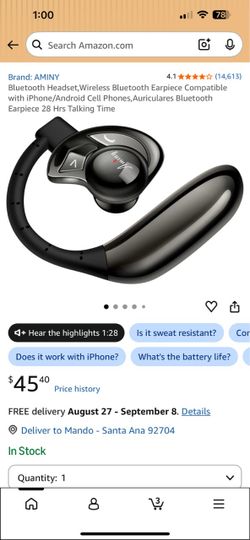AMINY Wireless Bluetooth Earpiece Headset