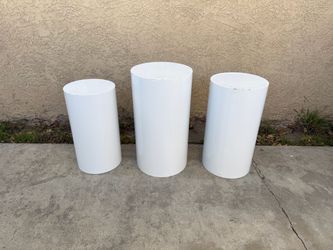 NEW Round Cylinder Pedestal Stands Set Of 3 for Cake Dessert, Flower, & Ornament *SEE PHOTOS*