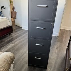 4-Drawer Locking File Cabinet - Charcoal Grey