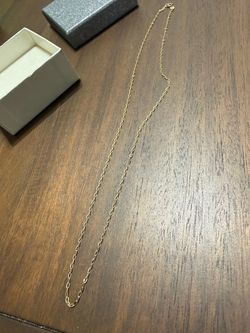 18K Solid Italian Gold Elongated Link Chain Necklace – Brand New
