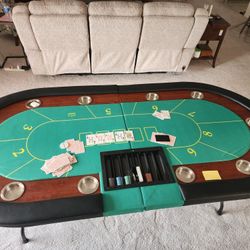 Folding players Poker Table With Chip Rack