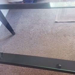 Black Metal With Glass Top Dining Table W/free Chairs