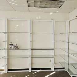 Wall-mounted glass display shelving for sale