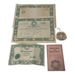 1983 Cabbage Patch Kids Preemie Doll Baby Adoption Papers GREEN W/Gold Seal Girl