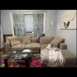 Tan L Sectional Couch 