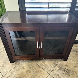 Wood Cabinet with Glass Doors 