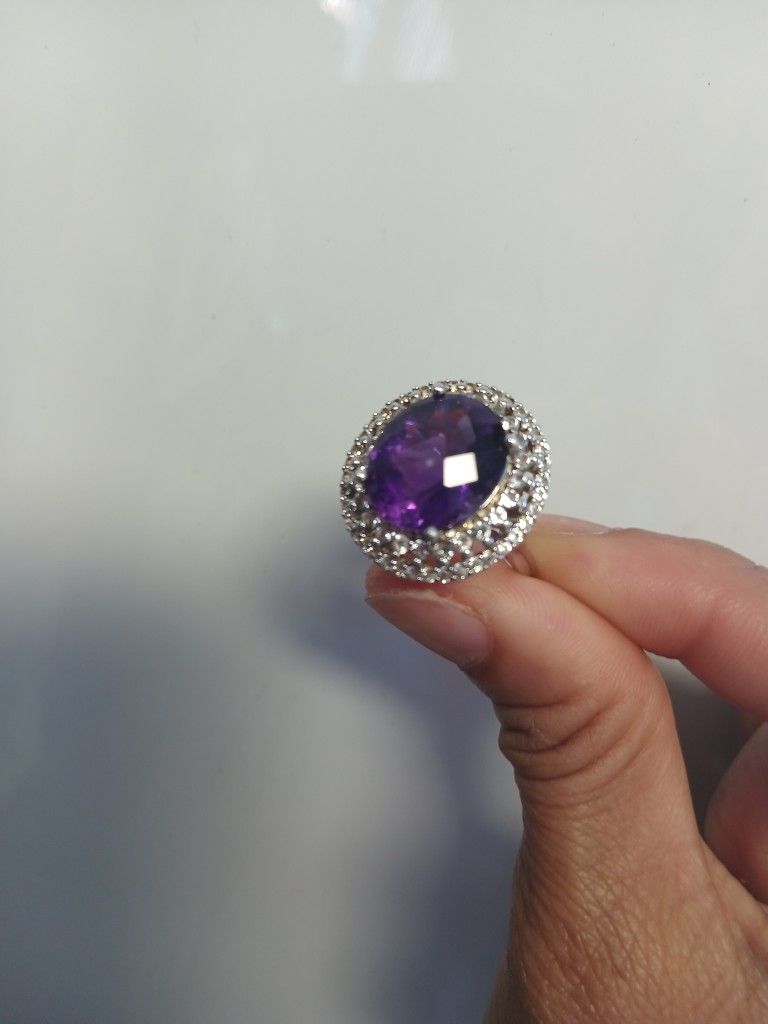 Siberian Amethyst 925  Silver Ring Size 8