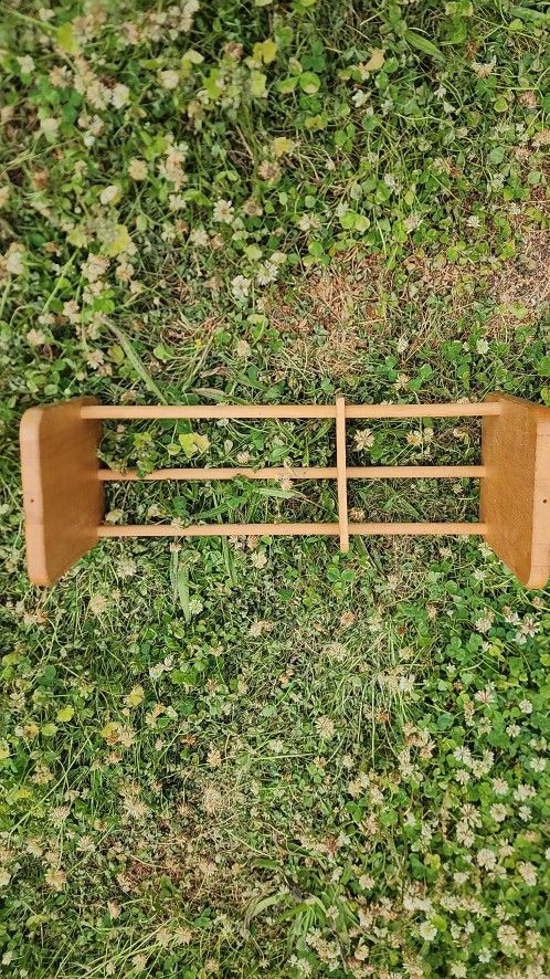 Napa Valley Box Wine . Wood countertop book rack Shelf Measures 19" L 7 6/8" H x 6 3/4". Good for Cds, + Dvds too. East or west