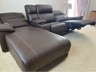 Vonkurt dark brown, leather reclining sectional
