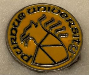 Vintage 1992 Metal Belt Buckle, Purdue University, College, Yellow Enamel, Nice Western Design, 2" x 2", Heavy Duty, Quality, Made in USA, Thick Metal