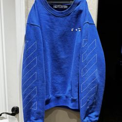 Off White Logo Crewneck Blue