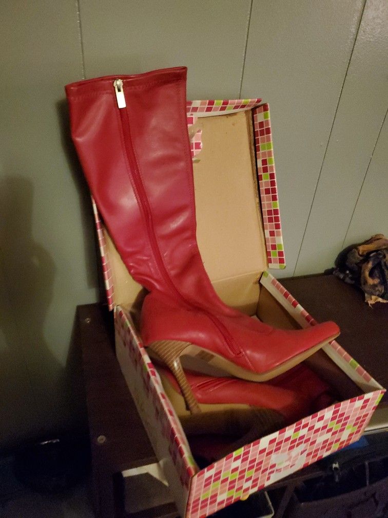 Red Thigh High Boots