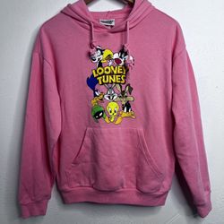 Looney Tunes Hoodie Pink Pullover Sweatshirt Size:XS