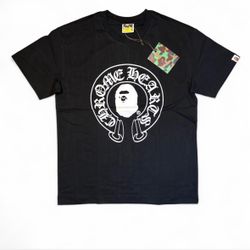 Black Small Men’s Bape X Chrome Heart Shirt 
