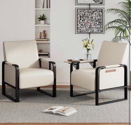 Accent Arm chair with cup folder set of 2