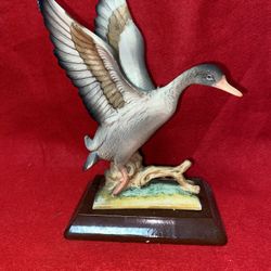 8 Inch x 5 Inch Painted Alabaster Gray Duck Statue Imported From Greece (2 available) 
