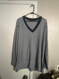 Black and White Striped Long Sleeve Top