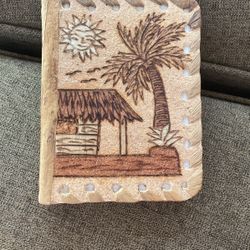 Rare Vintage Etched Wood, Leaf & Cork Travel Journal 