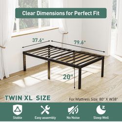 New Qimamo 20 Inch Tall Twin XL Bed Frame, Metal Platform Twin XL Bed Frame with Storage Space. Russell/Boulder Area.