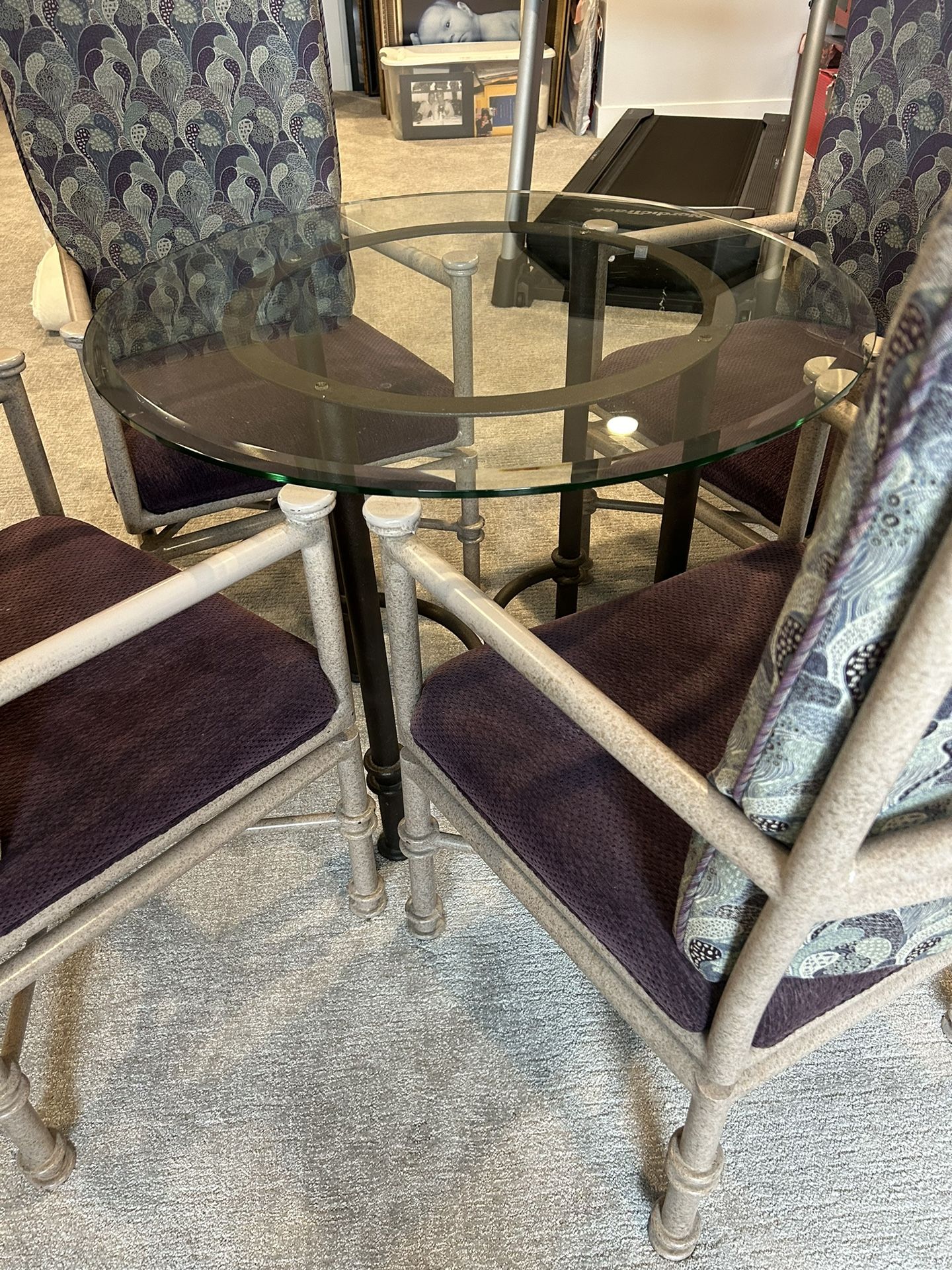 Glass Table With Turnable Chairs