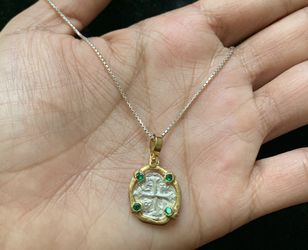 BiG SALE Atocha Coin In Gold Bezel & silver chain GRAB it