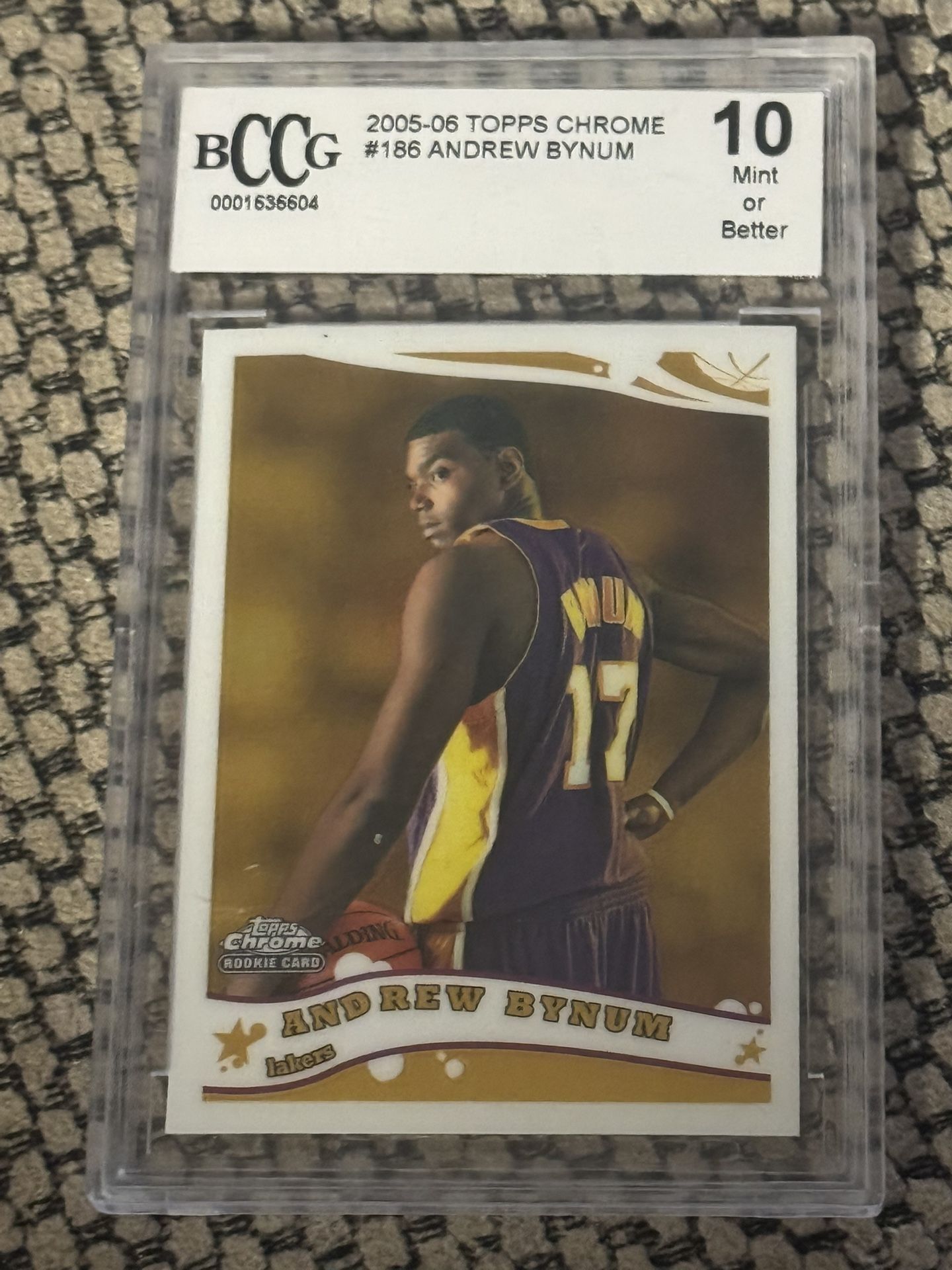 2005-06 Topps Chrome Gold Refractor Andrew Bynum #186 Rookie BCCG 10 Gem Mint
