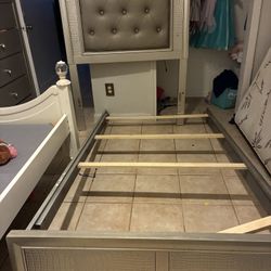 Silver Twin Bed With Matress 