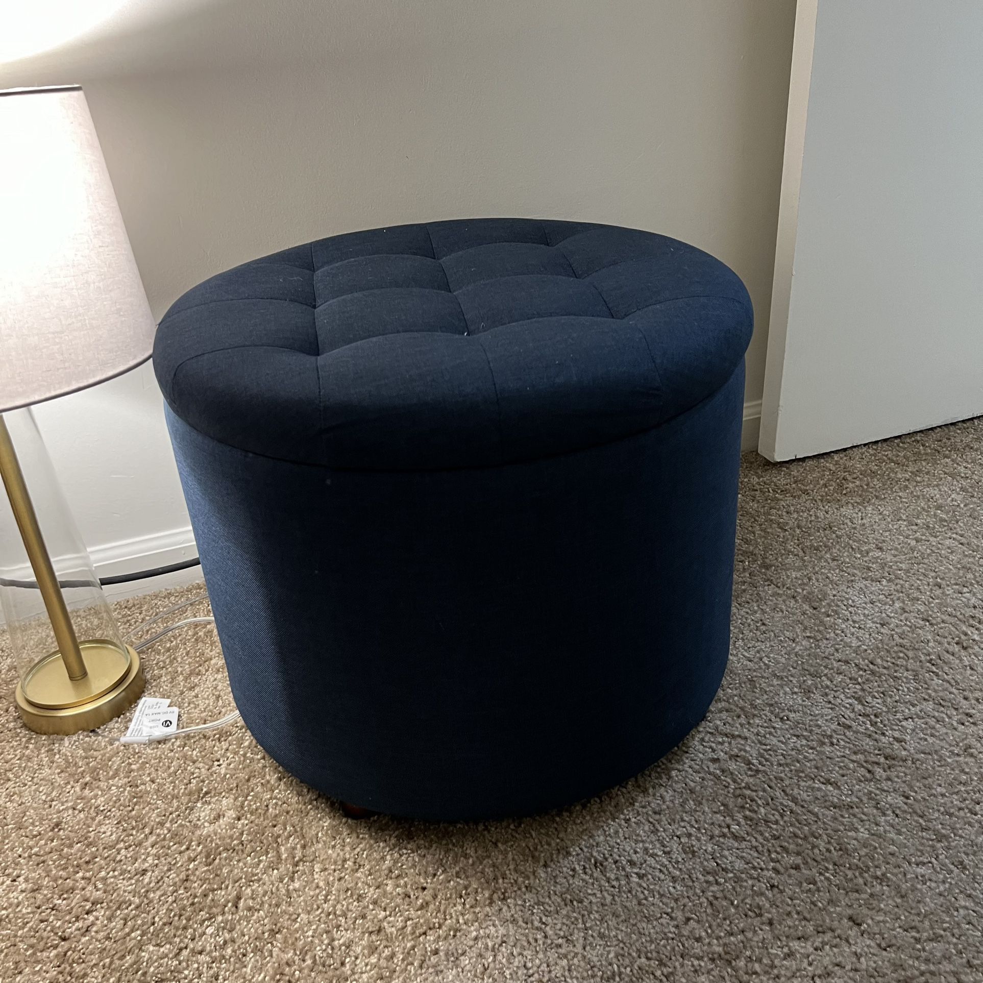 Blue Ottoman With Reversible Top With Storage