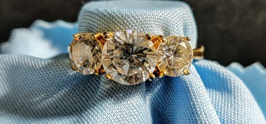 Gold plated JC design Solitaire Engagement Ring size 10 stamped JC