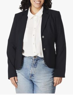 Calvin Klein Women's Two Button Lux Blazer & Classic Fit Straight Lux Suit Skirt