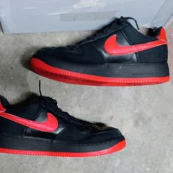 Nike Air Force 1 Low Canvas & Leather Black-Red W8½/M7