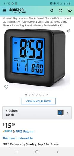 Plumeet Digital Alarm Clocks Travel Clock with Snooze