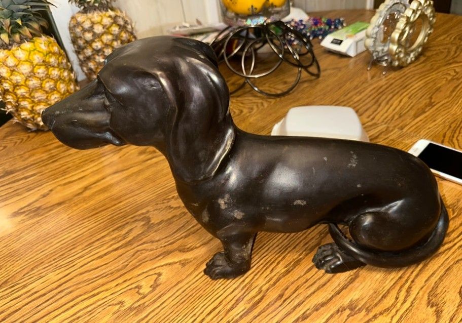 dachshund sculpture metal bronze