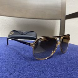 Ray Ban Sunglasses Unisex RB2198 Polished Havana On Transparent Brown Bill Sunglasses Like NEW 🕶️ 