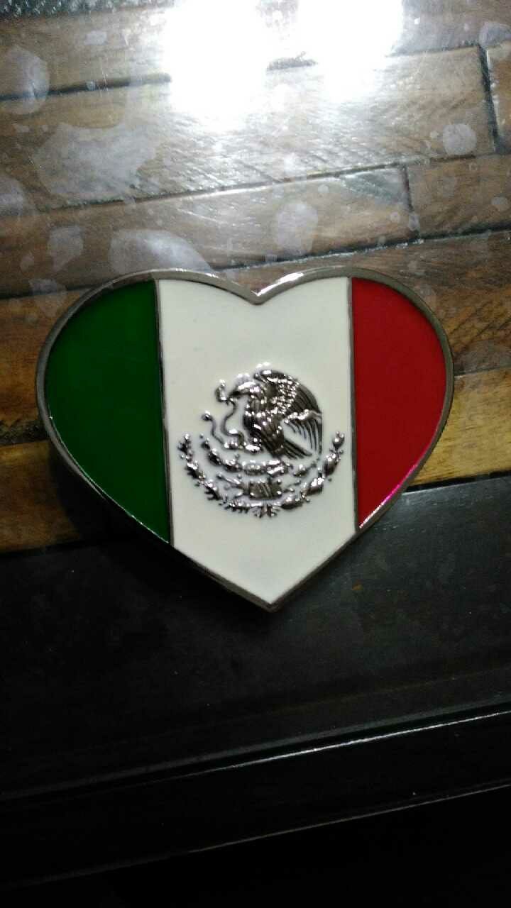 Belt buckle Mexico flag heart shaped