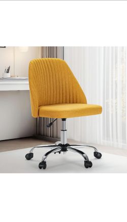 Yellow Fabric Armless Office Desk Chair