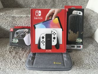 Nintendo Switch OLED w/ New Zelda Pro Controller and Case, 256GB microSD