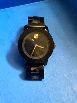 Movado Bold Black Watch with Gold AccentsMen