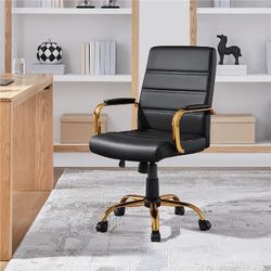 Office Desk Chair Mid-Back Adjustable PU Leather Executive Chair