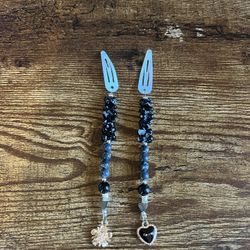 White Hair Clips With Gummy Bear Beads And Heart And Flower Charms