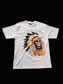 Kanye West Yeezus T-Shirt White Size L Native American Skull Graphic Yeezy NWOT